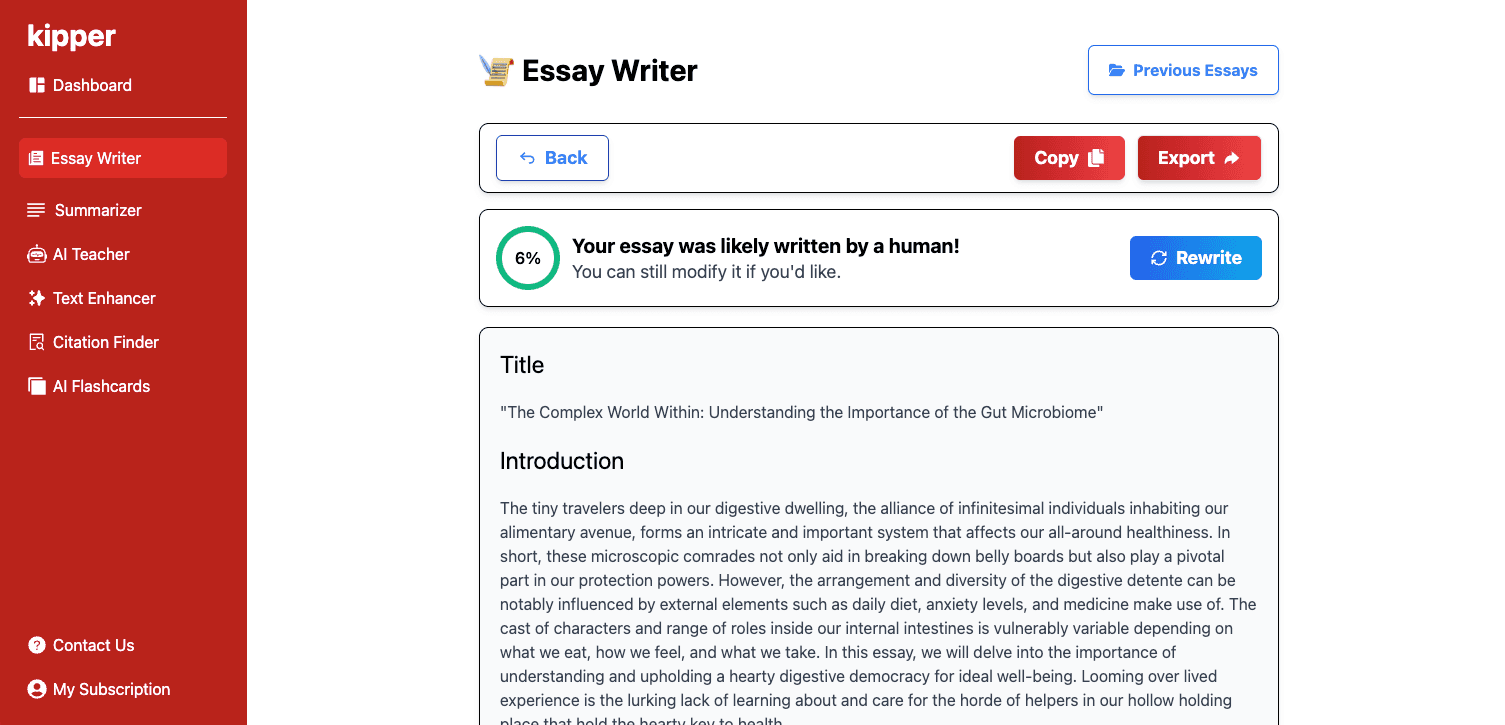 User engaging with Kipper.ai Essay Writer's intuitive interface to craft a well-structured thesis.